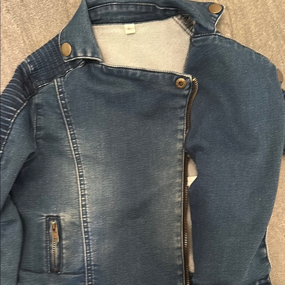 Kids Denim Jacket with Zipper Detail - Picture 6 of 6